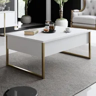Ławy i stoliki kawowe - Skye Decor, Luxe - White, Gold, stolik kawowy, biały, 90 x 60 x 40 cm - miniaturka - grafika 1