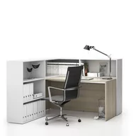 Zestawy mebli biurowych - Zestaw biurowy narożny SEGMENT, lewy, dąb naturalny/biały - miniaturka - grafika 1