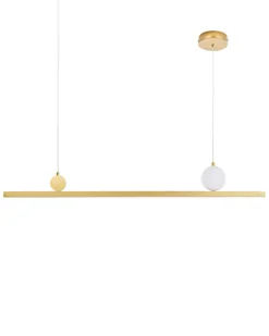 BELIANI Lampa wisząca LED złota metalowa nowoczesna geometryczna zawieszony klosz - Lampy sufitowe - miniaturka - grafika 1