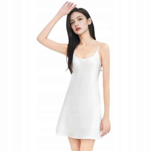 Koszula Nocna Jedwabna Damska Halka 100% Jedwab Mulberry 6A XL Premium