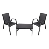 Meble ogrodowe - BLACK FOREST Zestaw mebli ogrodowych niski stolik, 2 krzesła, czarny - miniaturka - grafika 1