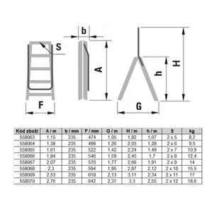 Schodki aluminiowe dwustronne ALVE FORTE z uchwytem, 2x6 stopni, wysokość 1,28 m - Pozostałe wyposażenie warsztatu - miniaturka - grafika 4