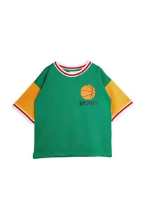 Koszulki dla dziewczynek - Mini Rodini t-shirt dziecięcy kolor zielony z nadrukiem - grafika 1