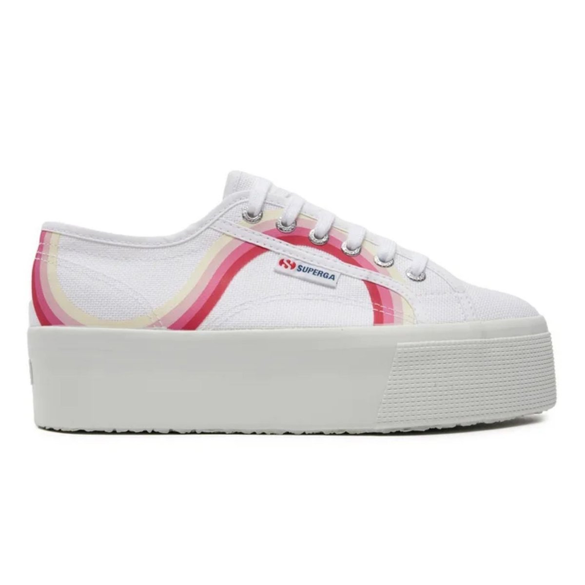 Buty damskie Superga Round Stripes trampki na platformie białe-39