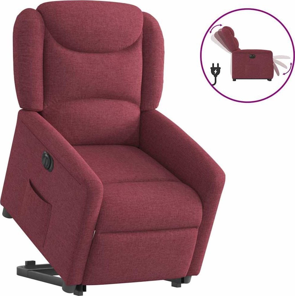 vidaXL vidaXL Podnoszony fotel masujący, elektryczny, rozkładany, bordowy