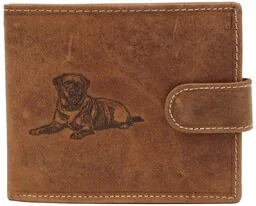 Portfel Męski Skórzany Wild Skóra Naturalna Duży Poziomy Z Zapięciem Dwa Skrzydełka N992L KONIAK RFID "DOG" 12 x 10 x 3 [cm] - Portfele - miniaturka - grafika 1