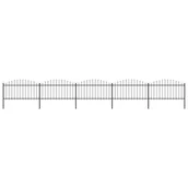 Ogrodzenia - vidaxl Panele ogrodzeniowe z grotami, stal, (1,25-1,5) x 8,5 m, czarne - miniaturka - grafika 1