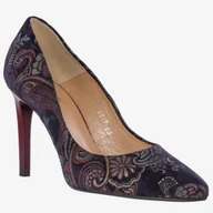 Czółenka - Szpilki Damskie Buty Skórzane Bordowe Haft Darex C-456/153 Bordowy 39,5 - miniaturka - grafika 1