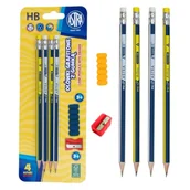 Szkolne artykuły papiernicze - Astra Ołówki Grafitowe HB Z Gumką I Temperówką 4 Szt. - miniaturka - grafika 1