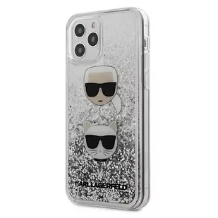 Karl Lagerfeld KLHCP12LKCGLSL iPhone 12 6,7" Pro Max srebrny/silver hardcase Liquid Glitter Karl&Choupette - Etui i futerały do telefonów - miniaturka - grafika 1