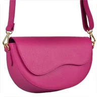 Torebki damskie - Borse in Pelle skórzana listonoszka fuksja - miniaturka - grafika 1