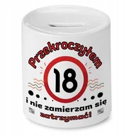 Skarbonki - Skarbonka na Urodziny 18 18te 18-te na Prezent z Nadrukiem ze Zdjęciem + Opakowanie na prezent (wzór 03) - miniaturka - grafika 1