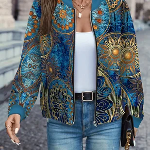 TEMU Modna Marynarka Damska - Elegancki Płaszcz Biurowy i Codzienny w Kolorze Niebiesko-Pomarańczowym, Pranie Maszynowe, Wielosezonowa Kurtka dla - Kurtki damskie - miniaturka - grafika 1