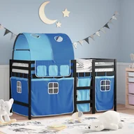 Łóżka dla dzieci i młodzieży - Dziecięce łóżko na antresoli, z tunelem, niebieskie, 90x200 cm Lumarko! - miniaturka - grafika 1
