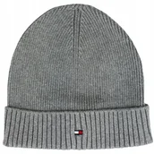 Czapki damskie - Tommy Hilfiger czapka zimowa beanie szary rozmiar uniwersalny - miniaturka - grafika 1