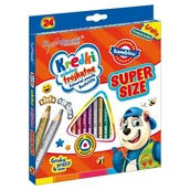 Szkolne artykuły papiernicze - Bambino Kredki Szkolne Trójkątne Super Size 24 Kolory + Temperówka - miniaturka - grafika 1