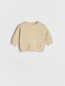 Bluzki dla niemowląt - Reserved - Bawełniana bluza z haftem - beżowy - miniaturka - grafika 1