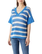 Swetry damskie - United Colors of Benetton Damski sweter Maglia Scollo V M/M 135ge101h Sweter biały i jasnoniebieski w paski 902, M - miniaturka - grafika 1