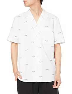 Koszule męskie - HUGO Męska koszula Ellino Relaxed-Fit z bawełny ripstop z kwiatowym nadrukiem, Open White199., M - grafika 1