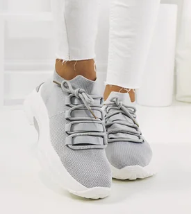 Szare sneakersy damskie Barraza-38 - Botki damskie - miniaturka - grafika 1