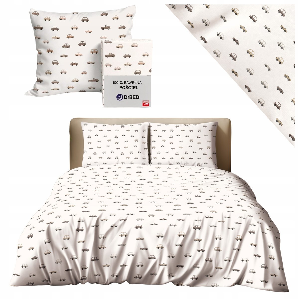 Komplet Pościeli 140x200 dla Dzieci Chłopca BAWEŁNA na Zamek AUTKA POLSKA