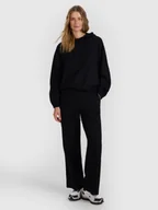 Spodnie sportowe damskie - 4F Spodnie dresowe z dzianiny strukturalnej damskie - czarne XS - miniaturka - grafika 1