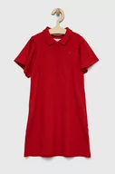 Sukienki i spódniczki dla dziewczynek - Tommy Hilfiger sukienka dziecięca kolor czerwony mini prosta - miniaturka - grafika 1