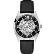 Zegarki męskie - Srebrny zegarek męski Guess Tailor z widocznym mechanizmem GW0389G1 - miniaturka - grafika 1