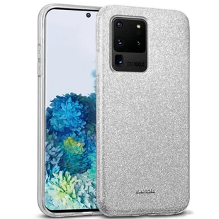 Etui na telefon komórkowy Samsung Galaxy S20 Ultra brokatowe etui ochronne TPU, srebrne - Etui i futerały do telefonów - miniaturka - grafika 1