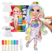 Lalki dla dziewczynek - Rainbow High Color & Create Lalka DIY + 6 Mazaków - miniaturka - grafika 1