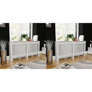 vidaXL Osłony na kaloryfer, 2 szt., białe, MDF, 172 cm - Akcesoria grzewcze - miniaturka - grafika 1