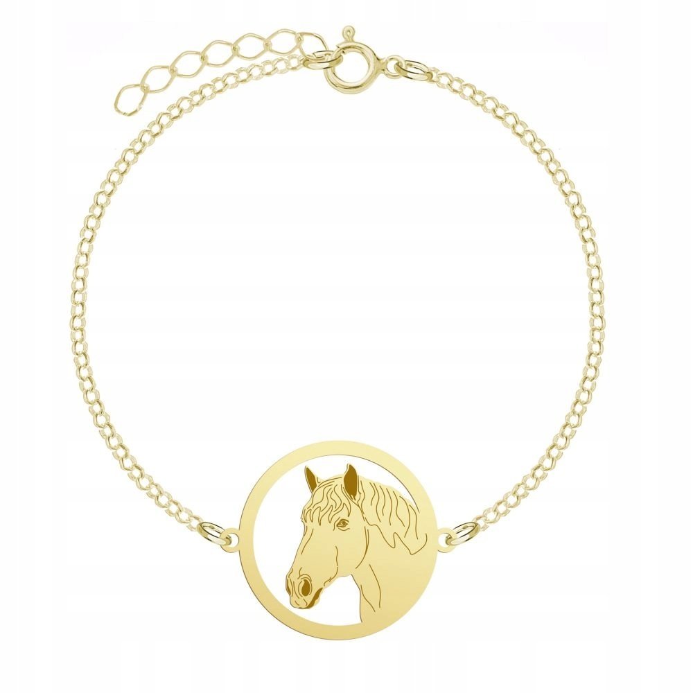 Bransoletka Złota Koń Perszeron 925 Łańcuszek Biżuteria GRAWER GRATIS