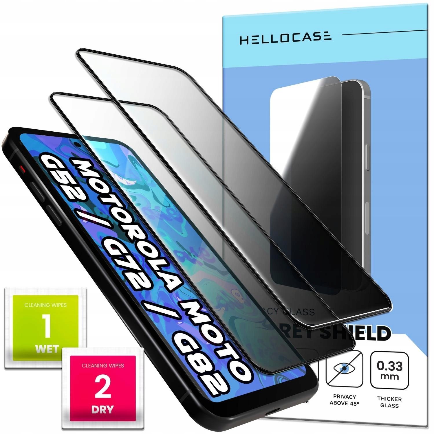 Hello Case [2-PAK] Szkło Hartowane Do Moto G52 / G72 / G82