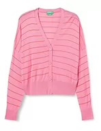 Kurtki damskie - United Colors of Benetton Damska kurtka z dzianiny, Różowe paski, czerwone 903, S - miniaturka - grafika 1