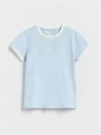 Koszulki dla dziewczynek - Reserved - Bawełniany t-shirt z haftem - jasnoniebieski - miniaturka - grafika 1