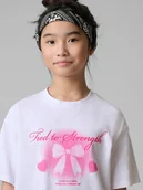 Koszulki dla dziewczynek - 4F T-shirt loose z nadrukiem dziewczęcy - biały 146/152 (10-12 lat) - miniaturka - grafika 1