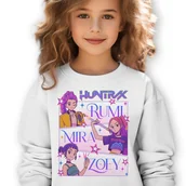 Bluzy dla dziewczynek - Bluza Dziecięca Biała KPOPOWE ŁOWCZYNIE K-pop Muzyka Wzory Rozmiar 128 cm - miniaturka - grafika 1