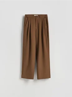 Reserved - Spodnie z zakładkami - brązowy - Spodnie damskie - miniaturka - grafika 1