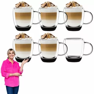 Szklanki termiczne do kawy z silikonowym dnem Tadar Garet 330 ml 6 szt. czarne - Szklanki - miniaturka - grafika 1