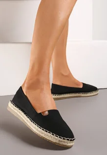 Espadryle damskie - Czarne Płaskie Casualowe Espadryle w Stylu Boho Lephea - grafika 1