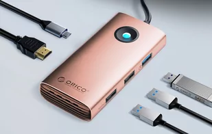 Stacja dokująca HUB 6w1 Orico USB-C, HDMI, 3xUSB (różowe złoto) - Stacje dokujące i replikatory portów - miniaturka - grafika 2