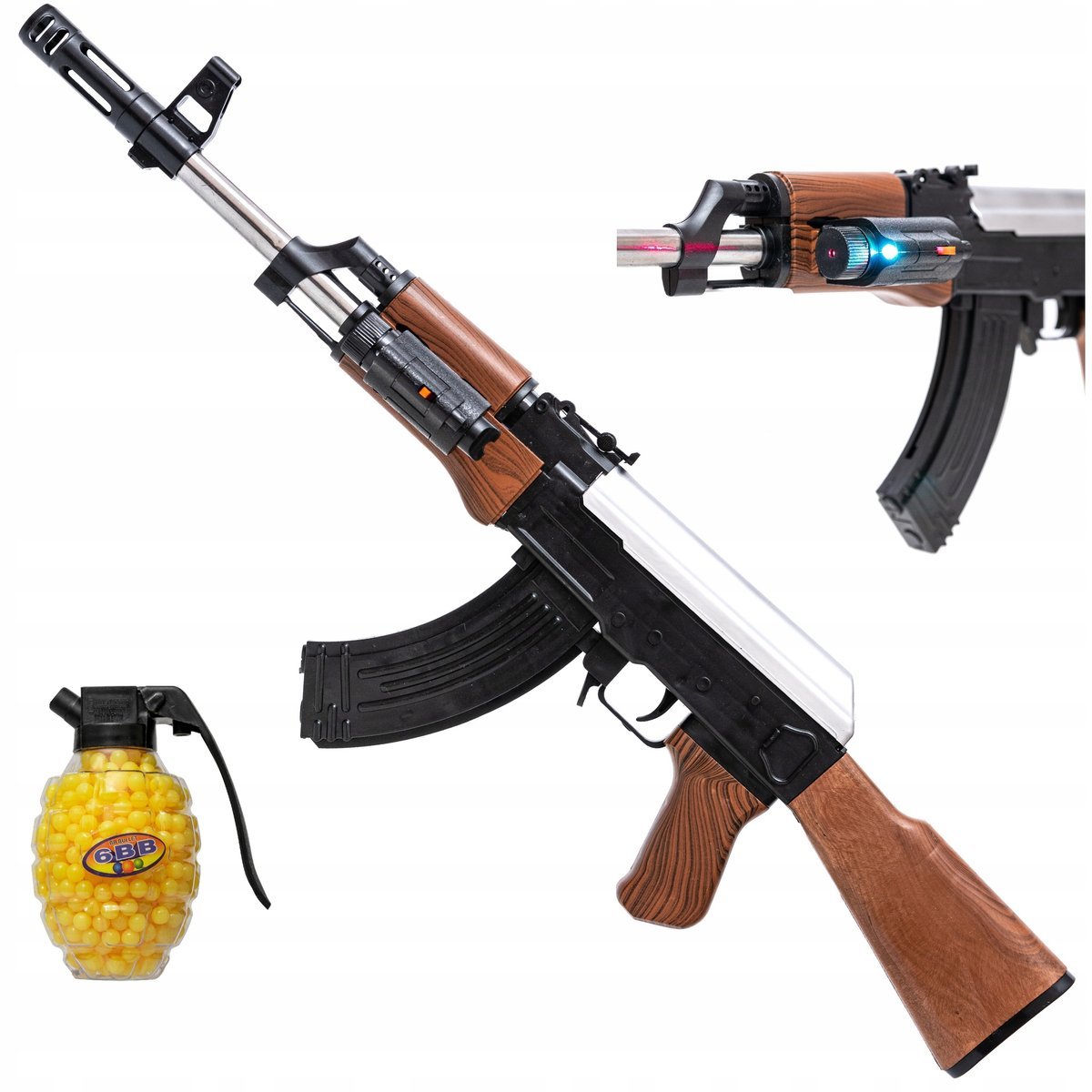 Karabin Na Kulki Plastikowe Pistolet Na Kulki Z Laserem + Granat Kulek
