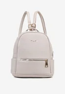 Plecaki - Szary Mały Plecak z Metaliczną Aplikacją i Suwakiem Pasmoria - miniaturka - grafika 1