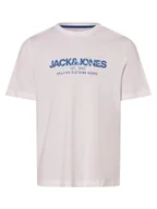 Koszulki męskie - Jack & Jones Koszulka męska - JJAlvis Mężczyźni Bawełna biały nadruk, M - miniaturka - grafika 1