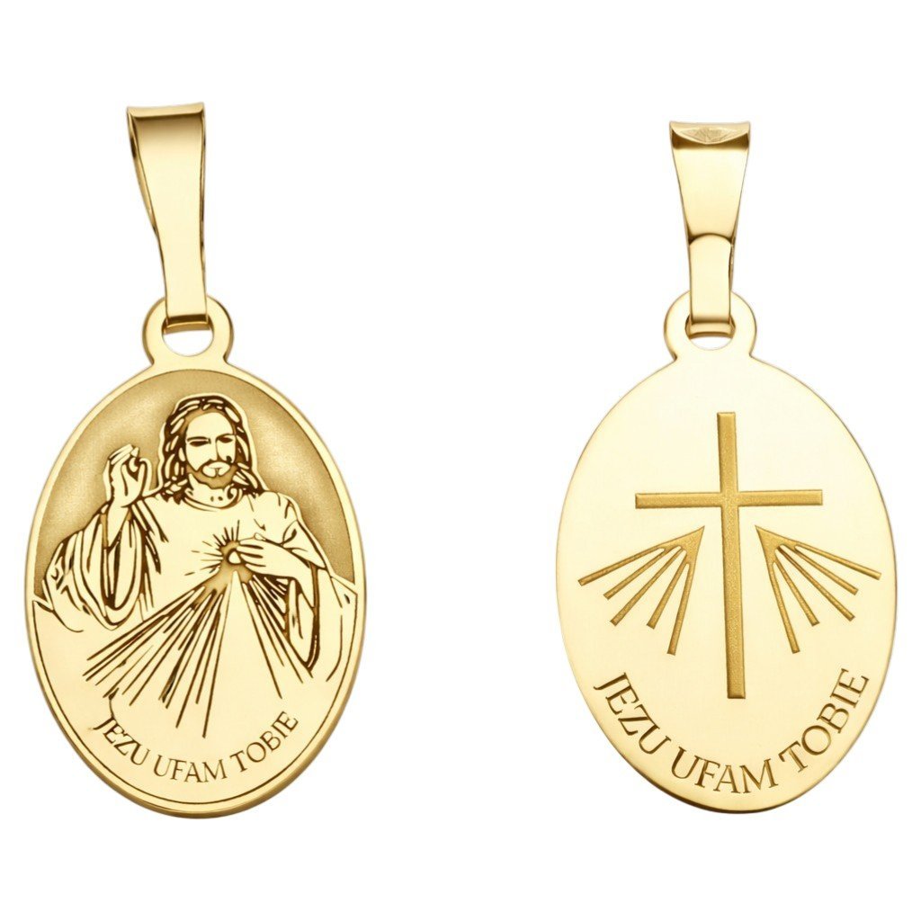 Medalik srebrny Ag 925 pozłacany Jezus Miłosierny MDC034G