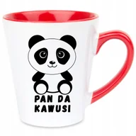 Kubki - Kubek Latte Czerwono Biały PAN DA KAWUSI 350 ml Na Prezent Zabawne Wzory - miniaturka - grafika 1