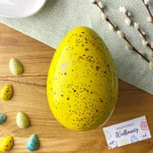 Bombonierki i czekoladki - Duże XXL żółte Jajko artystyczne na Wielkanoc 15 cm - miniaturka - grafika 1
