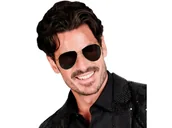 Okulary przeciwsłoneczne - Okulary Przeciwsłoneczne Złote Oprawki Czarne Szkiełka Przebranie Czarne - miniaturka - grafika 1