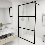 Kabiny prysznicowe - vidaXL Lumarko Ścianka prysznicowa z hartowanego szkła, czarna, 115 x 195 cm 149155 - miniaturka - grafika 1