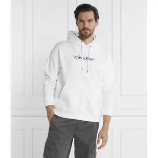 Calvin Klein Bluza DOUBLE FLOCK LOGO HOODIE | Regular Fit - Bluzy męskie - miniaturka - grafika 1
